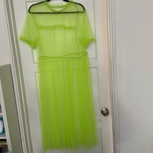 Lime green swim cover up or mesh overlay. Size 1X
